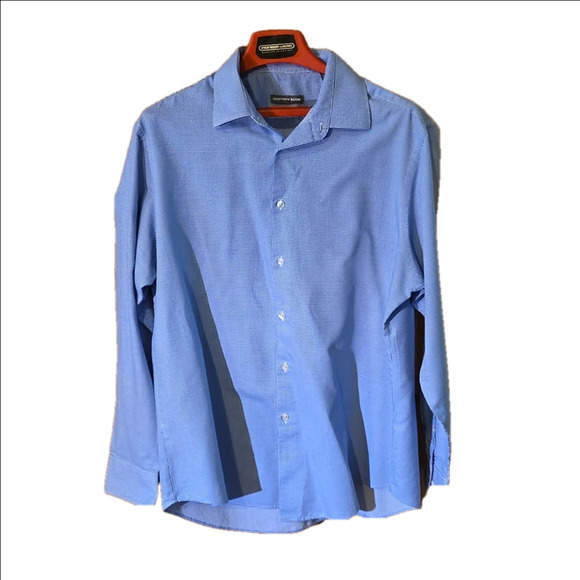 Geoffrey Beene Men Long Sleeve Button Up Shirt Checked Pattern Size 17 (34/35) - Picture 1 of 13